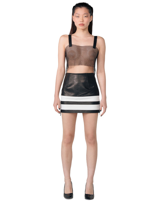 Black & White Lamb Skin Skirt